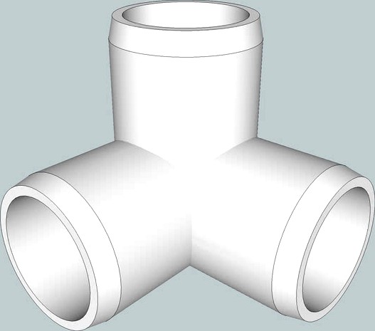 3/4' PVC 3-Way Elbow Connector Fitting