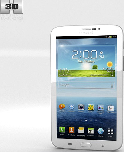 3D model of Samsung Galaxy Tab 3G 3 7-inch White