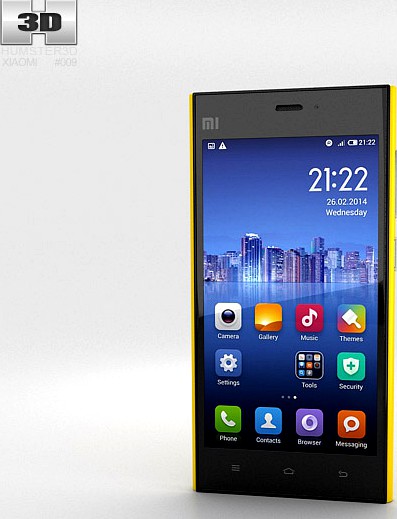 3D model of Xiaomi MI-3 Yellow