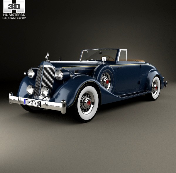 3D model of Packard Twelve Coupe Roadster 1936