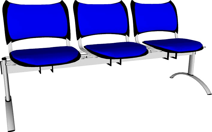 Bancadas Bell 3 asientos tapizado negro + azul vivo