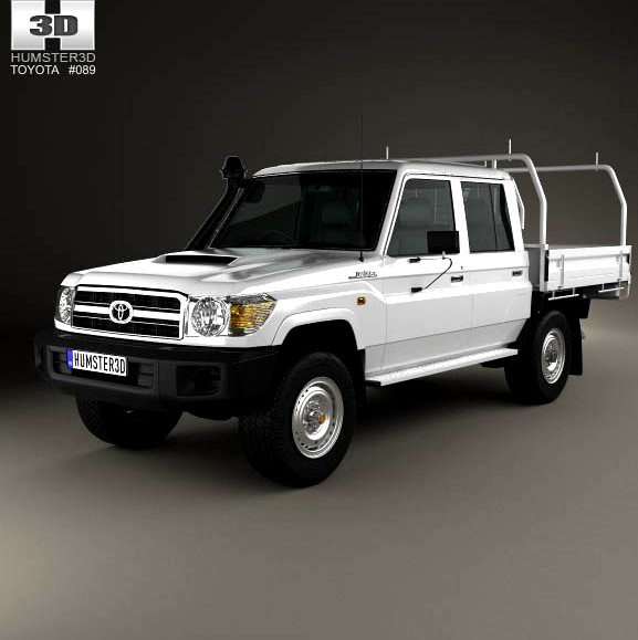 3D model of Toyota Land Cruiser (J70) Double Cab Pickup 2012