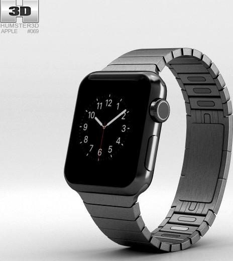 3D model of Apple Watch 38mm Black Stainless Steel Case Link Bracelet