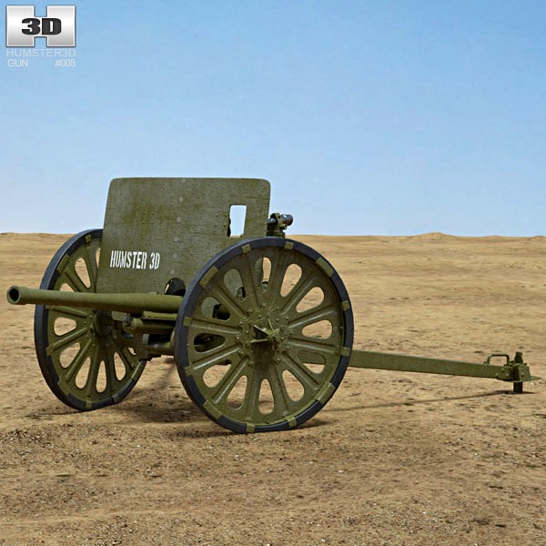 3D model of Type 1 37 mm Anti-Tank Gun