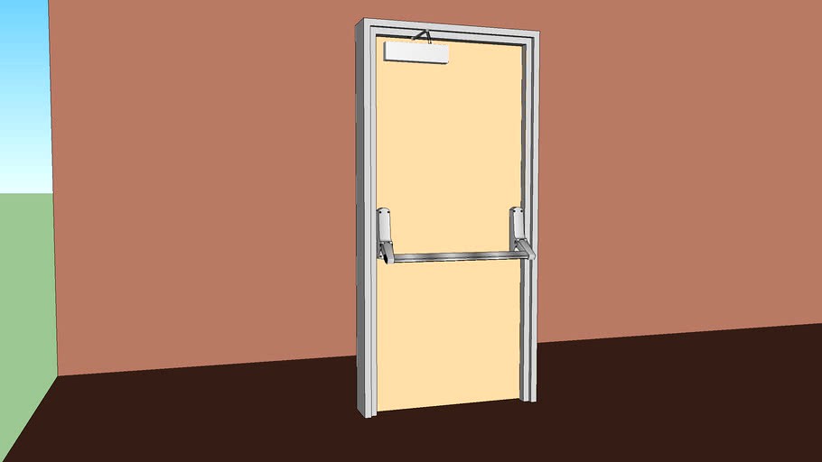 Commercial Wood Single Door - 36 in /w Door Closer and Pushbar Opener - Style 3