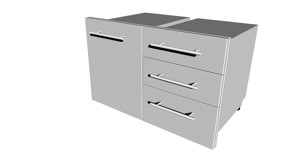 Designer Series 23'H x 36' Combo Triple Drawer & Trash Drawer - Item No. DE-TD23