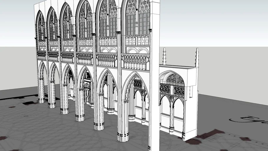 Gothic cathedral 4/7 big and small naves (part)