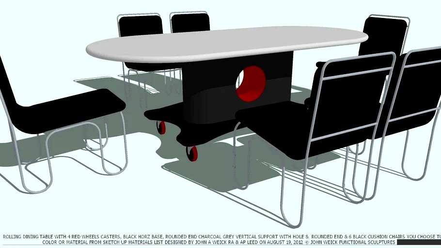 TABLE & CHAIRS 6 BLACK CUSHIONS YOU CHOOSE TOP COLOR BY JOHN A WEICK RA