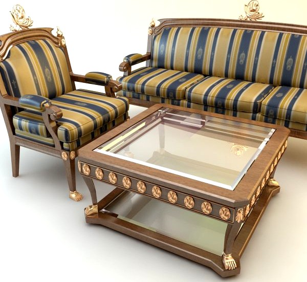 Table Armchair Divan Set3d model