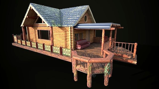 The lake house barn log cabin 3D model