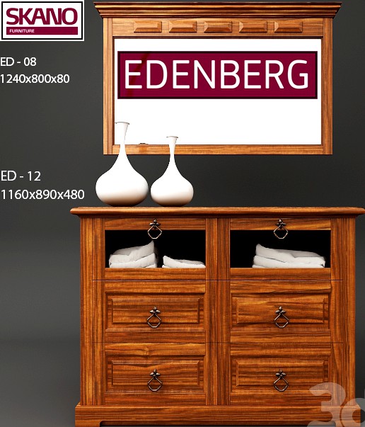 Edenberg - Skano Комод с 6 ящиками + Зеркало