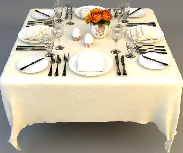 Dining Table Place Settings3d model