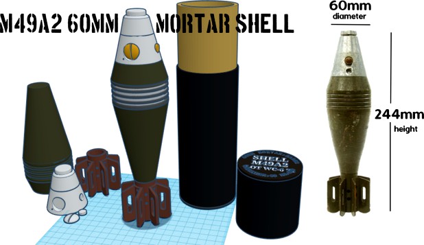 WWII US 60mm M49A2 HE mortar round by Waconda