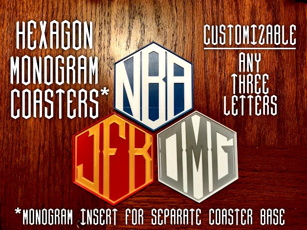 Customizable Hexagon Monogram Coasters by Lyl3