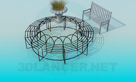 3D Model Circular wrought-iron bench