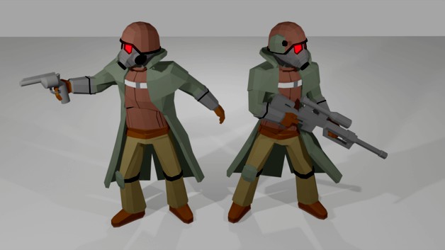 low poly post apocalyptic desert ranger by domo667