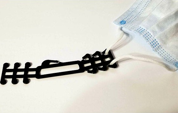 Small and Smaller Size Mask ear savers (REMIX) with lanyard clip and mask retaining clip on one side by registeredthing