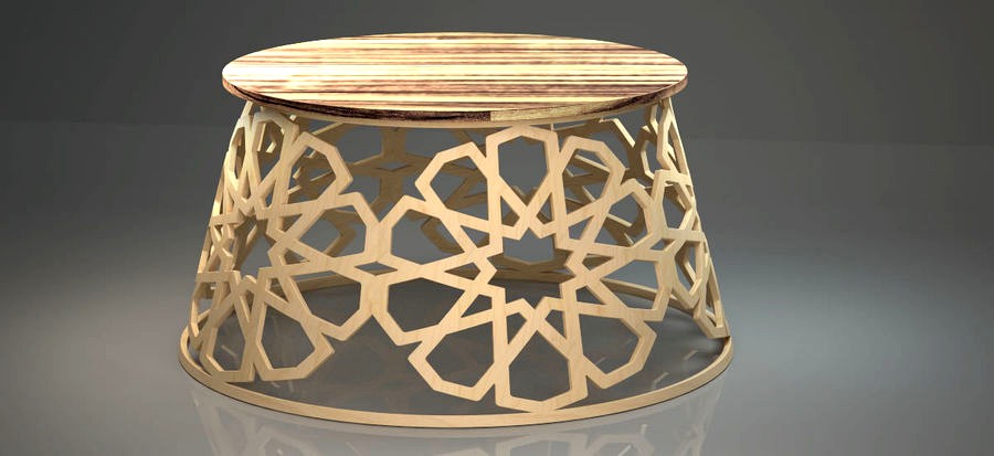 3D Ottoman Coffee Table Clear Model UV Unwrapped Selcuk Design 3D model