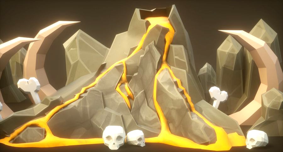 Lowpoly Volcano Rock Cartoon Pack