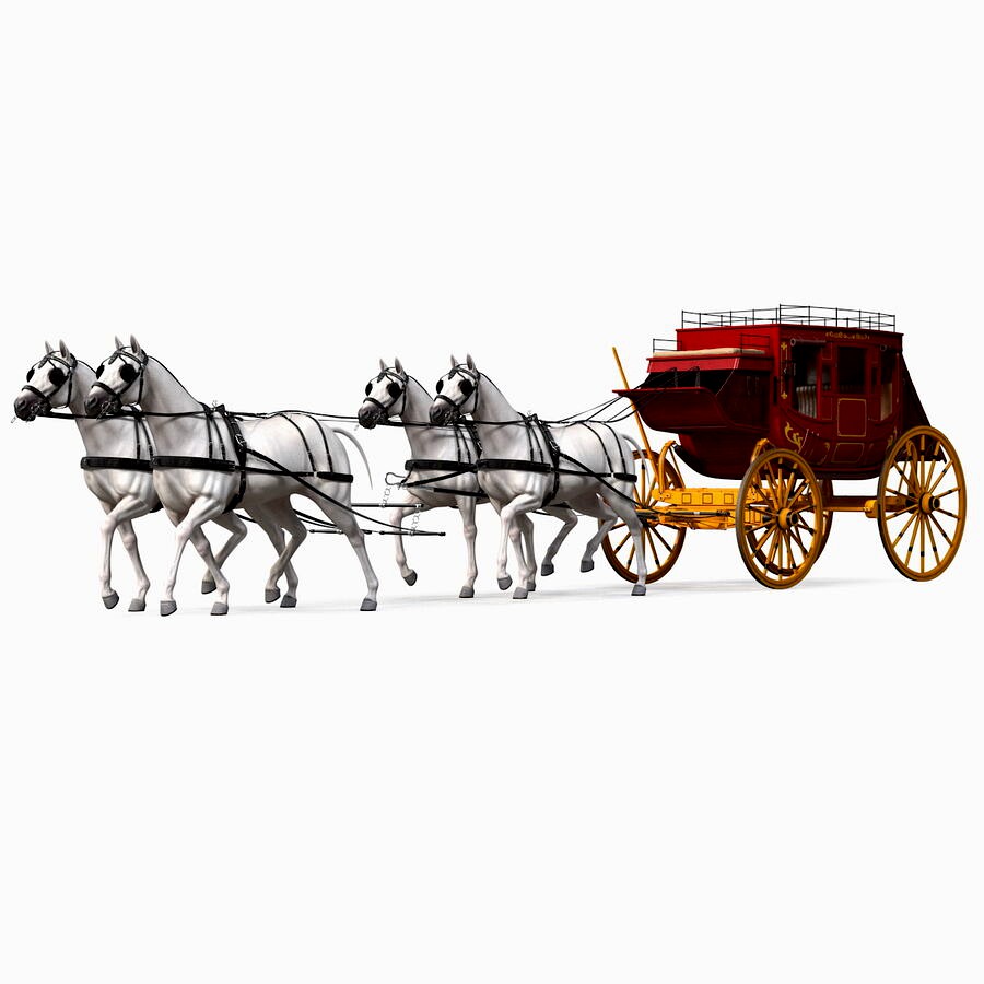Four Horses with Stagecoach
