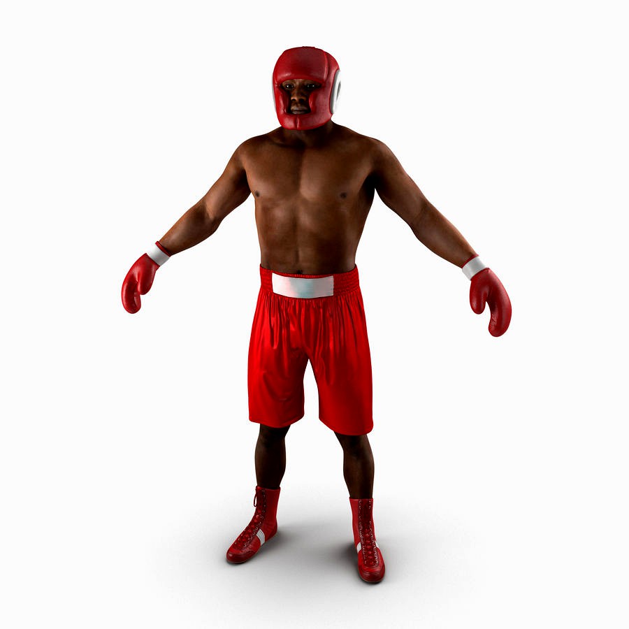 African American Boxer Red Suit 3D Model