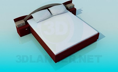 3D Model Bed with bedside tables