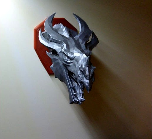 Skyrim Elder Dragon wall Trophy by RaffoSan