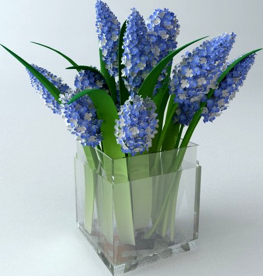 Lilac Bouquet in Glass Vase3d model
