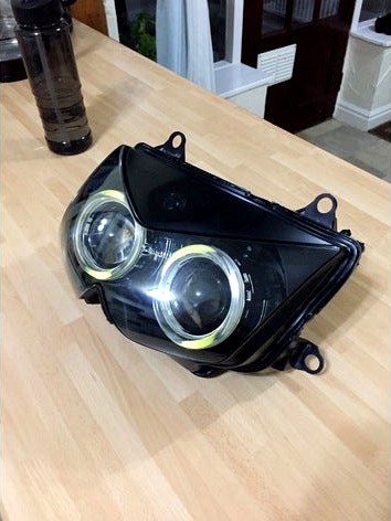 Kawasaki Z1000 Twin dual beam projector headlight conversion also fits ninja 250 KLE KLR by albine92