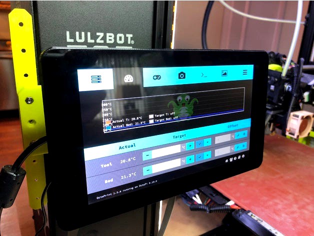 Raspberry Pi 7 inch touchscreen Lulzbot Taz 6 Mount by Dershum