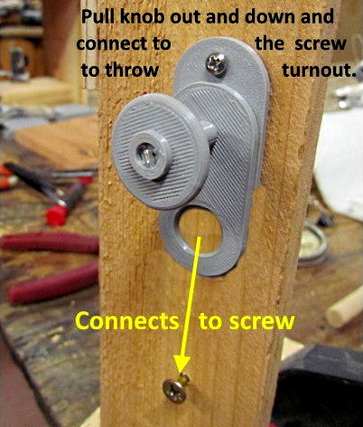 N Scale -- Knob/Ring Control for Gravity-Switcher switch machine by Sumner