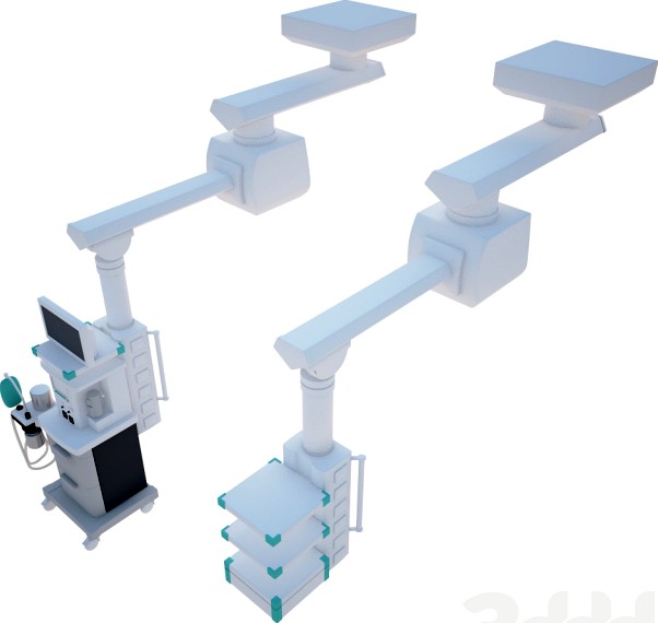 Наркозный аппарат и подставка на потолочных консолях