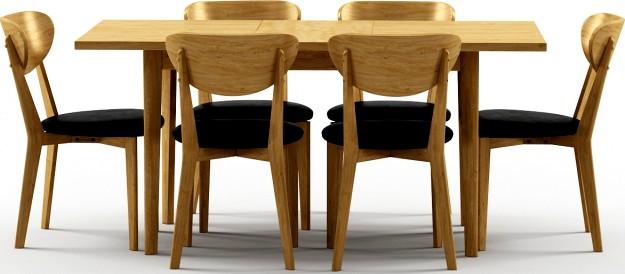 Ikea Hygena Merrick Oak Table and Faux Leather Chairs
