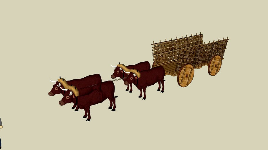 The Roman Empire - Double Oxen Teams with Yokes and Heavy Wagon (AD 25)