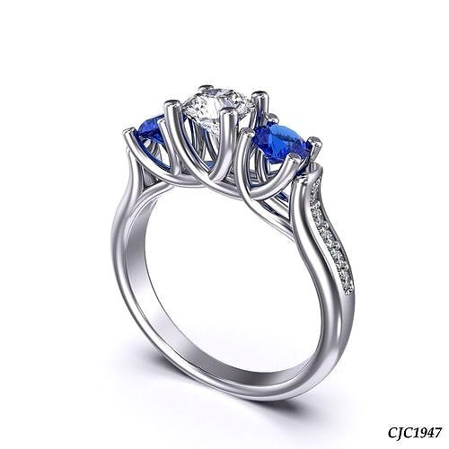 CJC1947 Ladies womans womens diamond ruby emerald Rings | 3D
