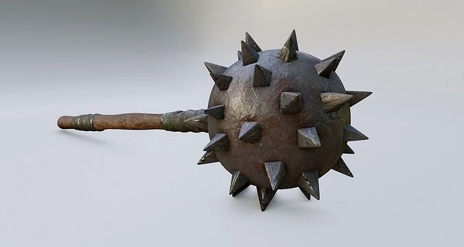 medieval Spiked Club with pbr textures