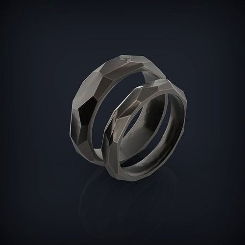 Forged hammered faceted jewelry  wedding bands | 3D