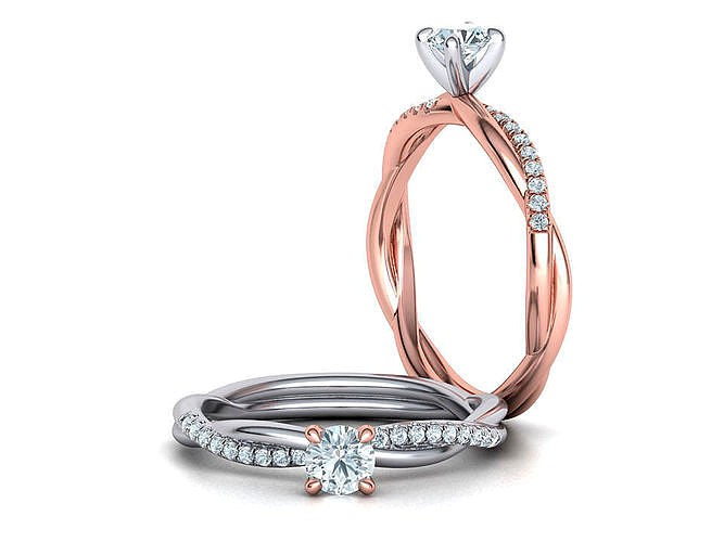 Gorgeous rope style twisted engagement ring 4mm stone 3dmodel | 3D