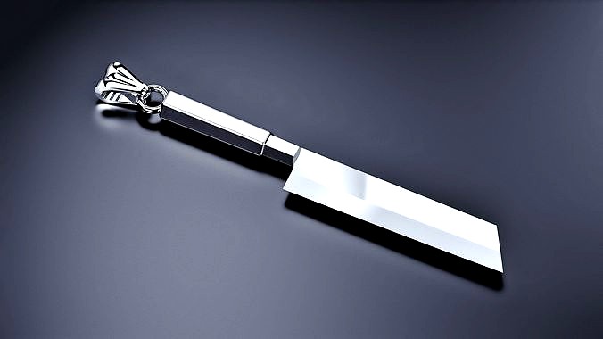 Japanese MUKIMONO Knife Pendant  | 3D