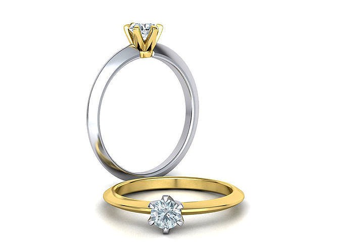 Six-prong Solitaire Crown ring  | 3D