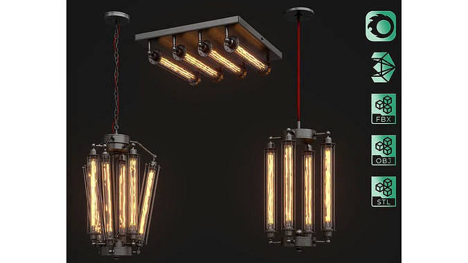 Industrial Steampunk Ceiling Loft Lamps Pack