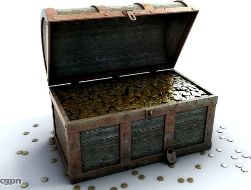 Treasure chest with coins3d model