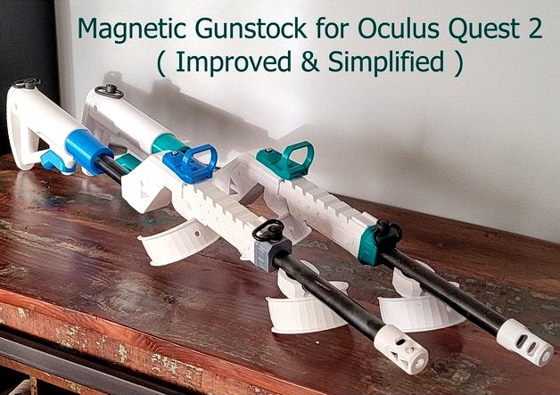 Magnetic Gunstock for Oculus Quest 2 (Improved & Simplified) by Teque5