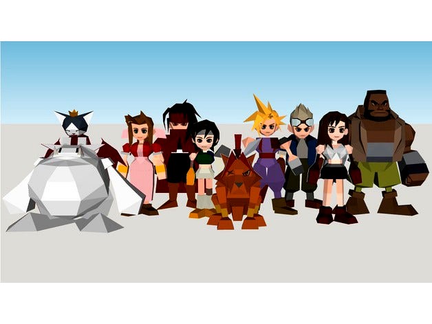 Final Fantasy VII - All charachters - Low poly by Cestymour