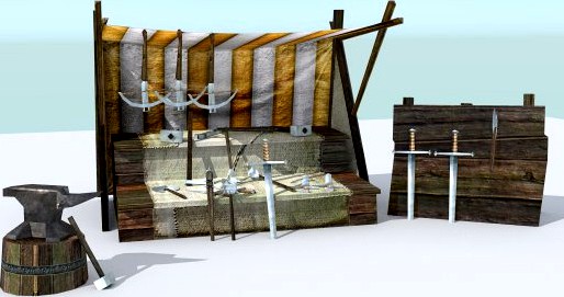 Medieval Weapons Stall 3D Model