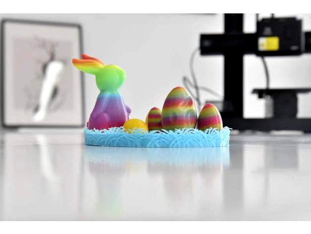 Easter Bunny and Egg, Happy Easter Day! by mooz3dprinter