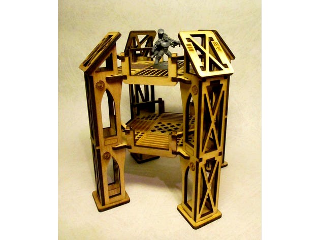 Level 2 narrow octagonal building for 3mm laser cut MDF by Bilbostomper