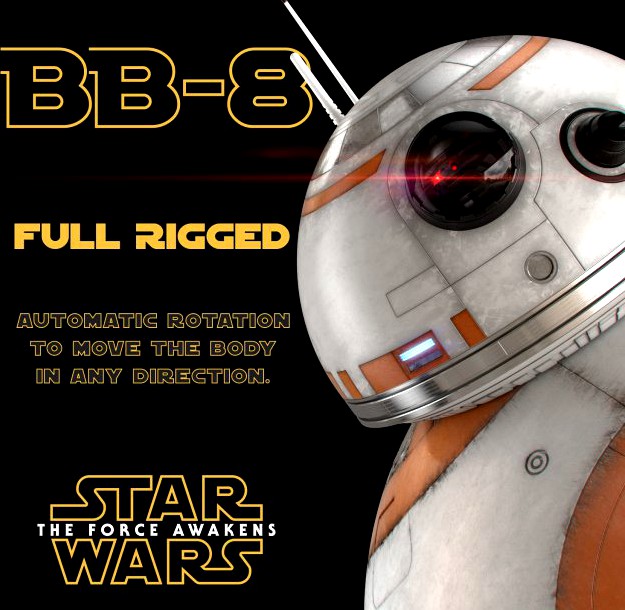 BB-8 Star Wars Droid Full Rigged 3D Model