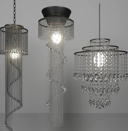 Set of Crystal Ceiling Lights 3D Model