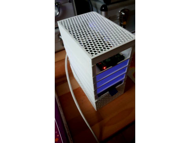 1-to-4 HDD Stackable Raspberry NAS with PSU v1 by fcerbell